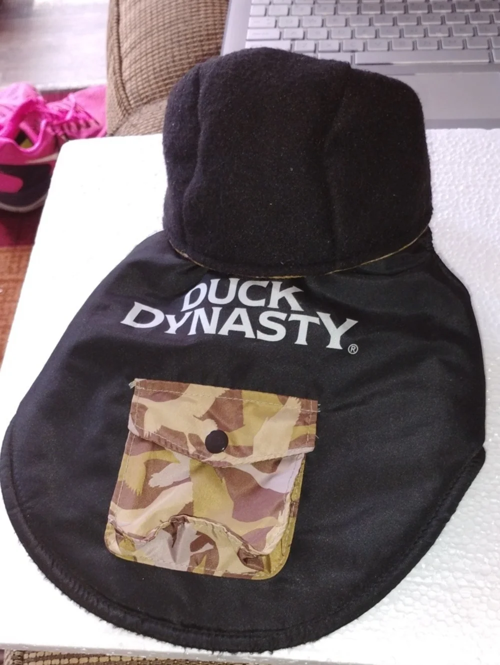 Dog Duck Dynasty Black  Yorkie Jacket with Camo Pocket, Pet Coat